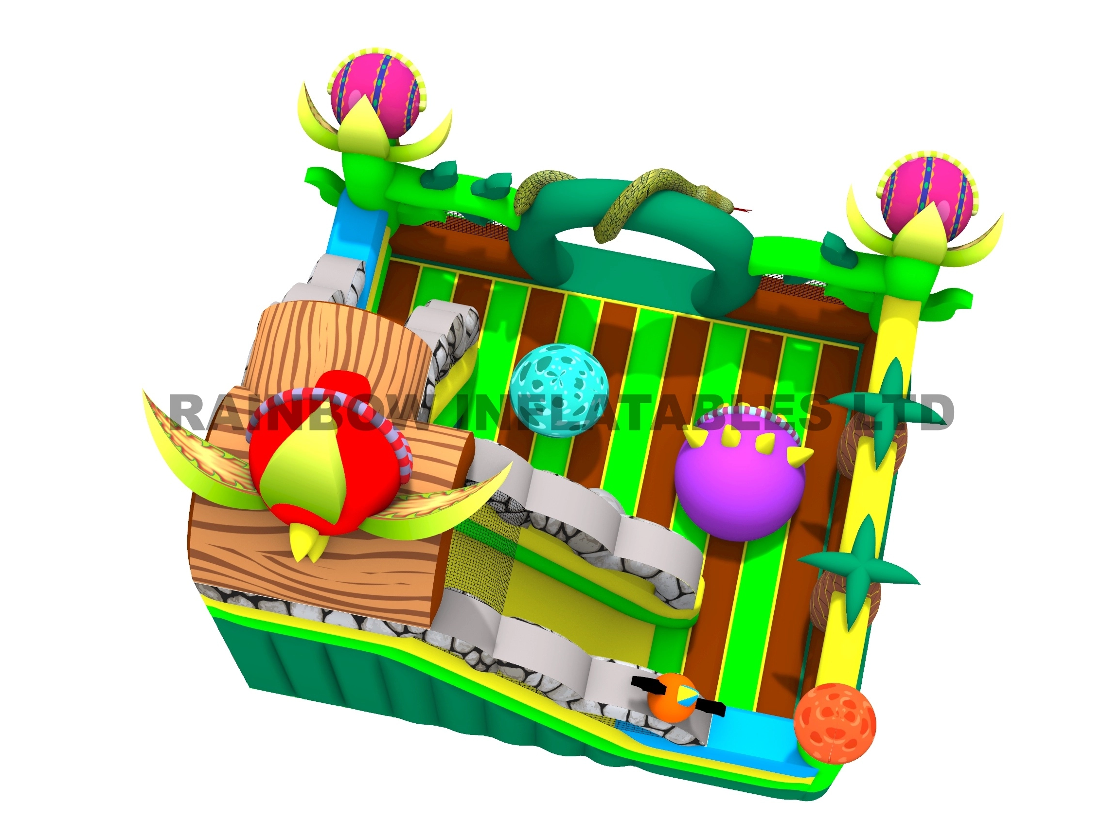 Custom Carnivorous Plant Inflatable Bounce House Combo with Slide for Commercial Playground