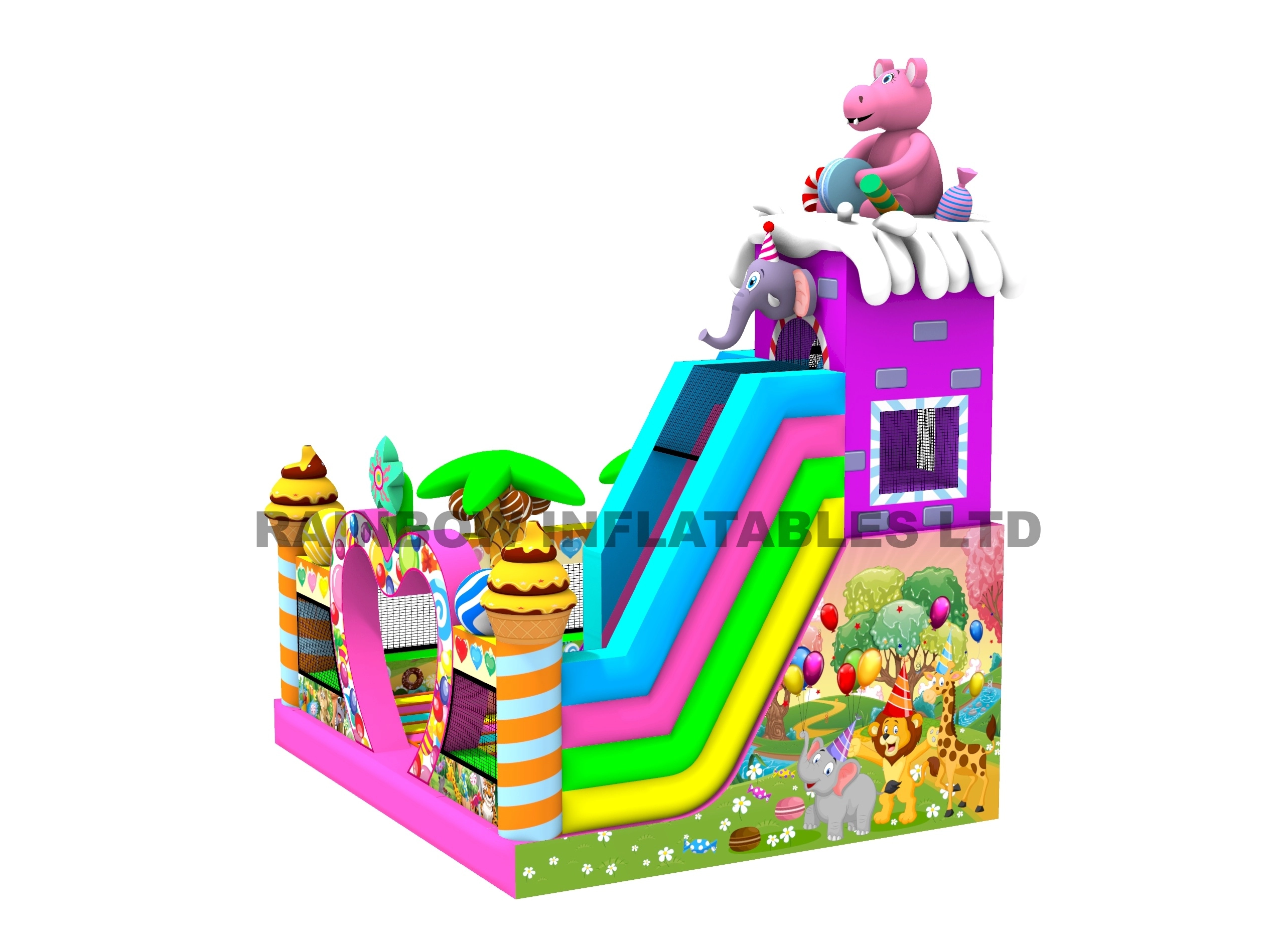 candy land inflatable,candy theme inflatable,sweet kingdom inflatable,candy castle bounce house,dessert theme inflatable