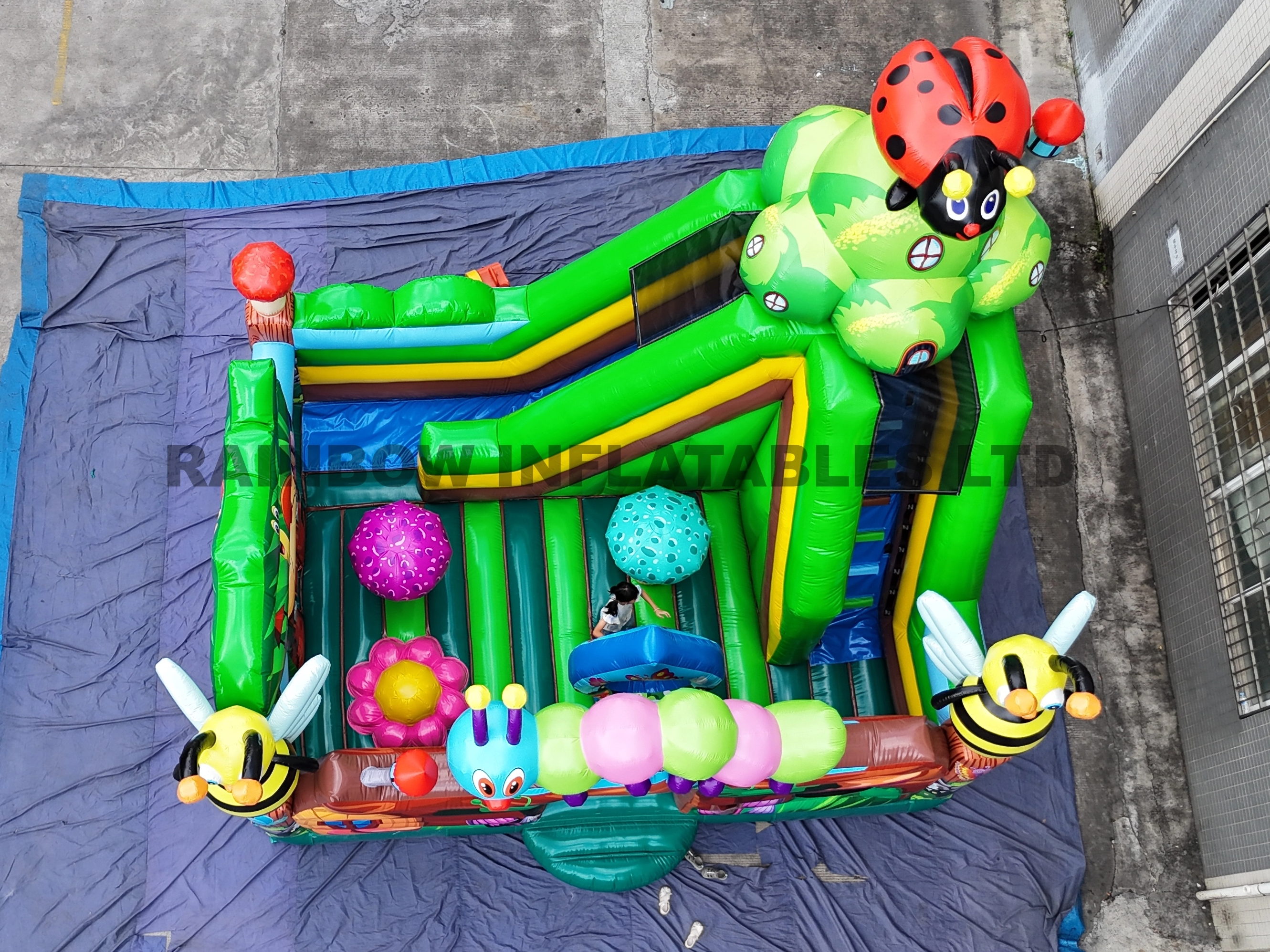 Cheerful Inflatable Insect Combo Castle with Bounce & Slide for Kids' Nature Fun