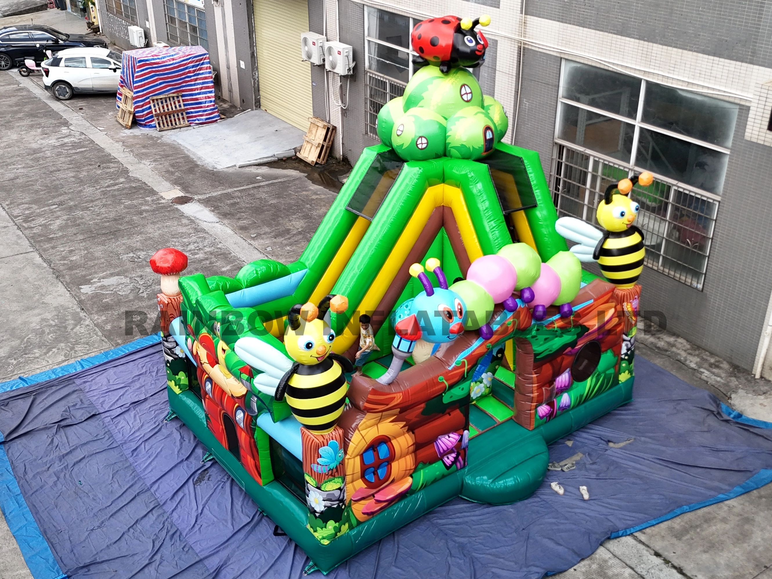 Cheerful Inflatable Insect Combo Castle with Bounce & Slide for Kids' Nature Fun