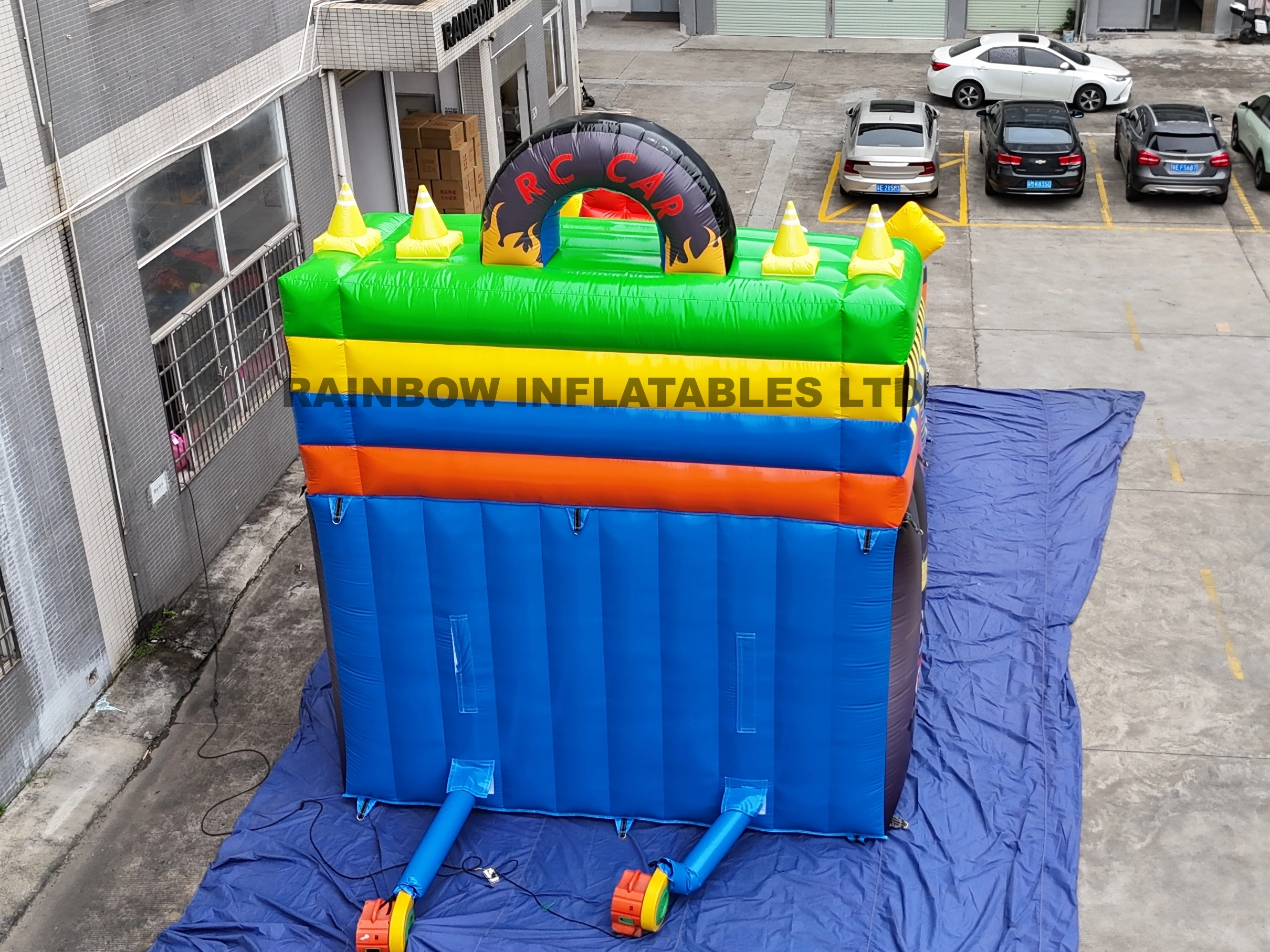 Racing Theme Inflatable Slide with Bounce Area