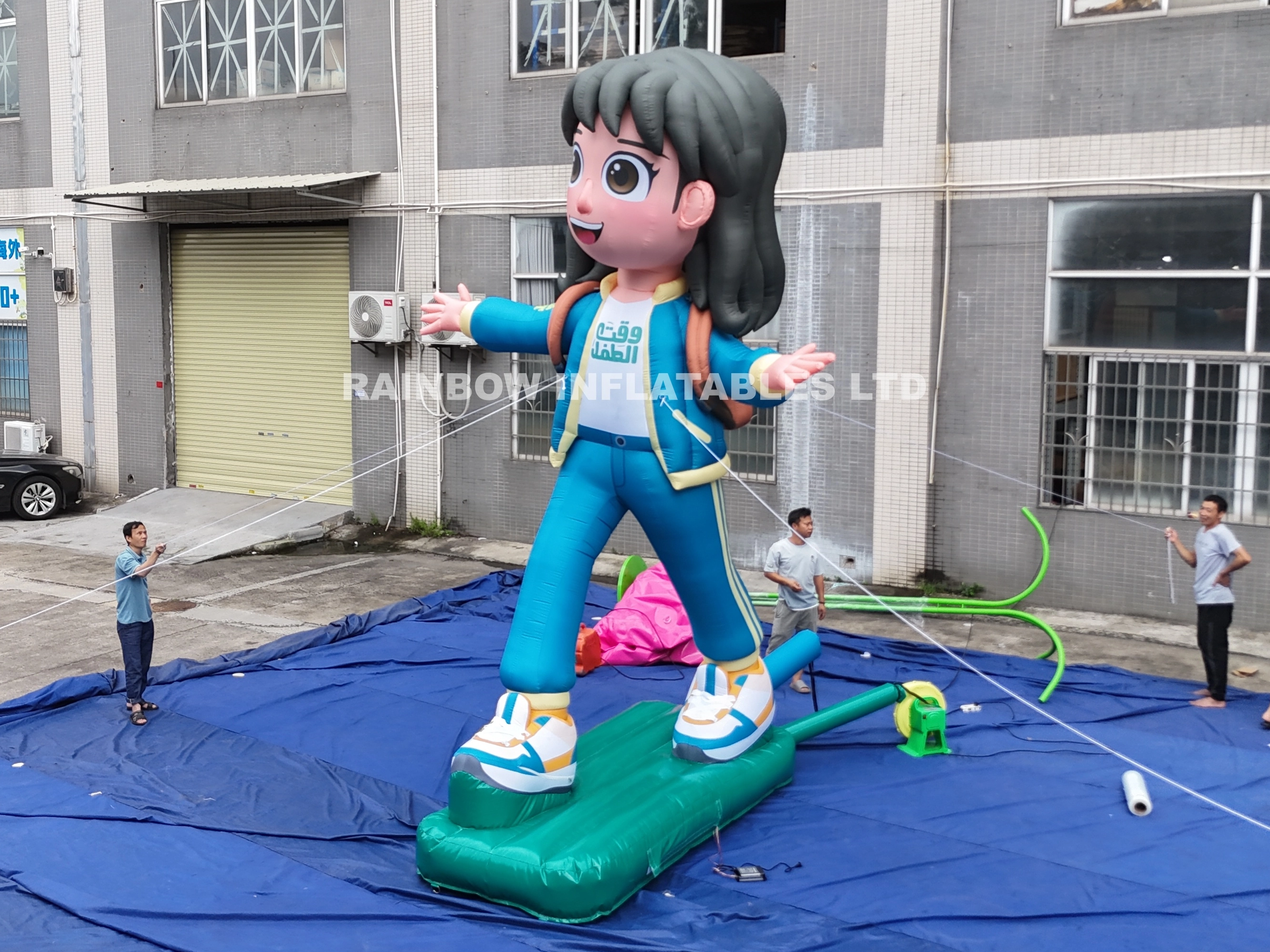 Inflatable girl figure with light