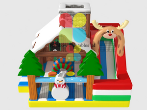 Inflatable Santa House Funcity X Mass Snowman Ice Theme Playground with Slide And Bouncer New Design