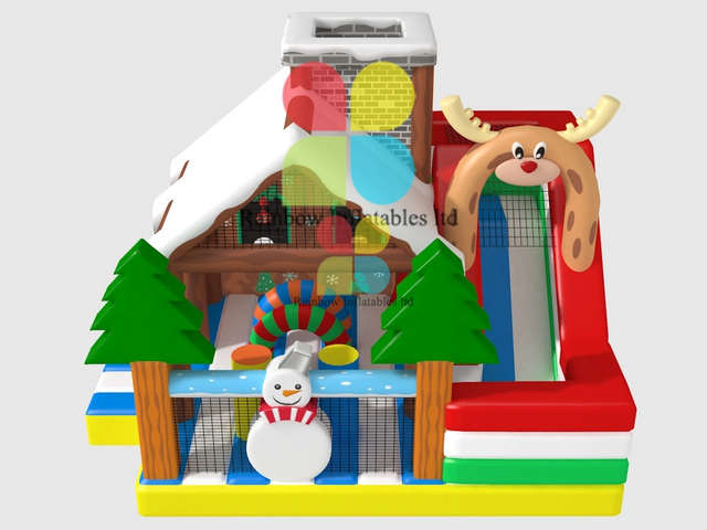 Inflatable Santa House Funcity X Mass Snowman Ice Theme Playground with Slide And Bouncer New Design