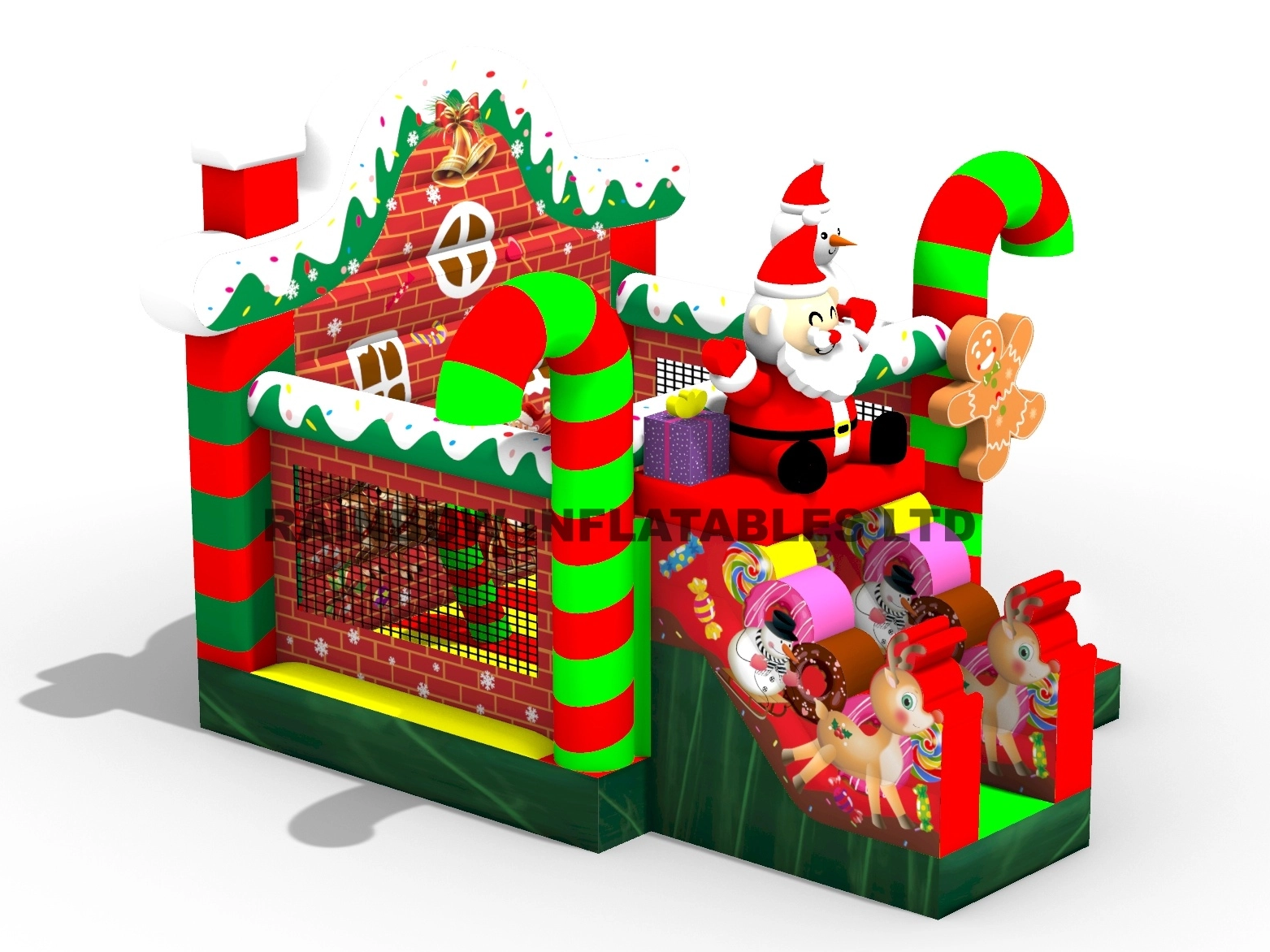 Colorful Holiday Inflatable Bounce and Slide Combo for Events