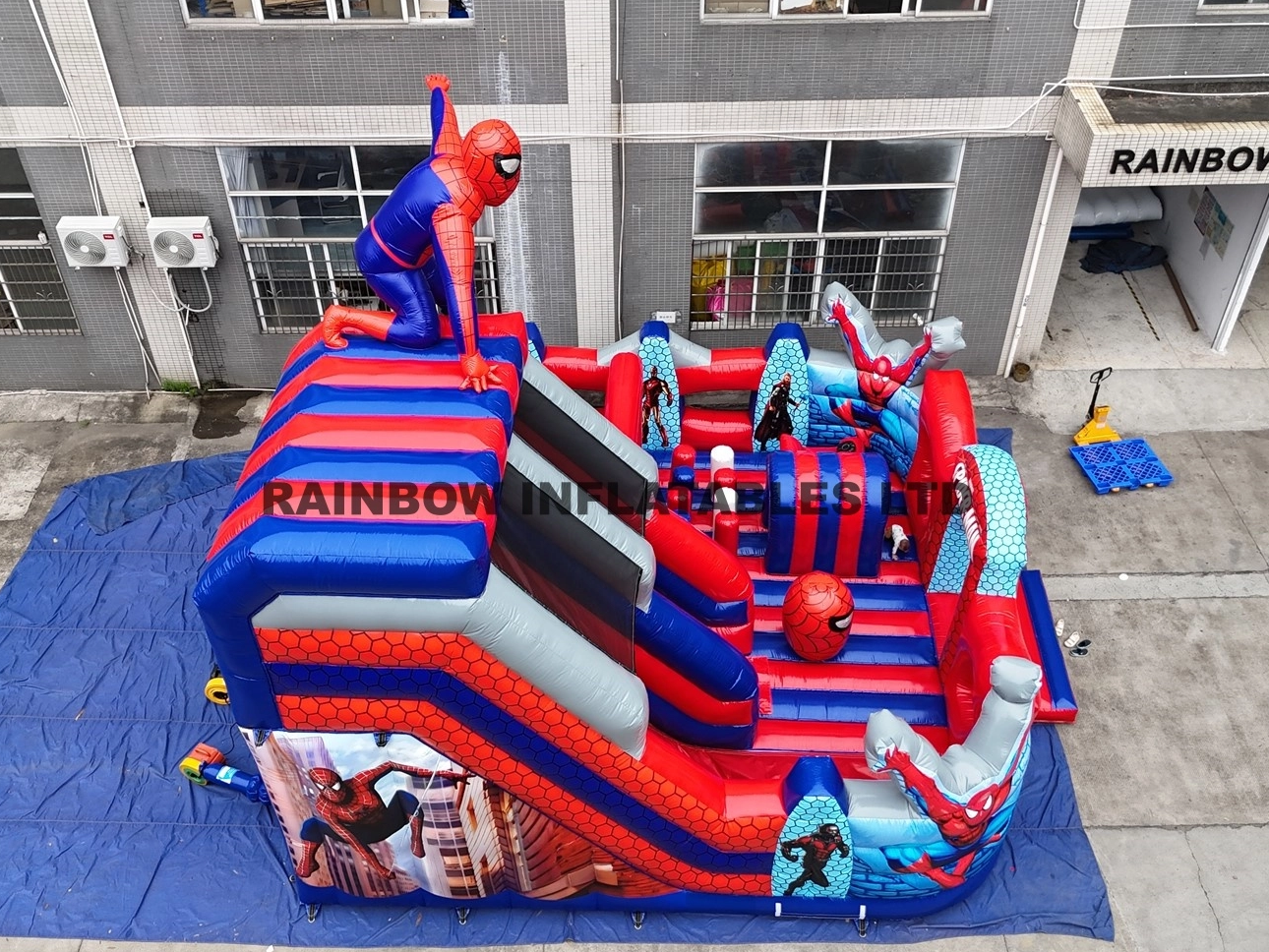 Giant Inflatable Spider-Man Bounce House with Slide and Obstacle Course