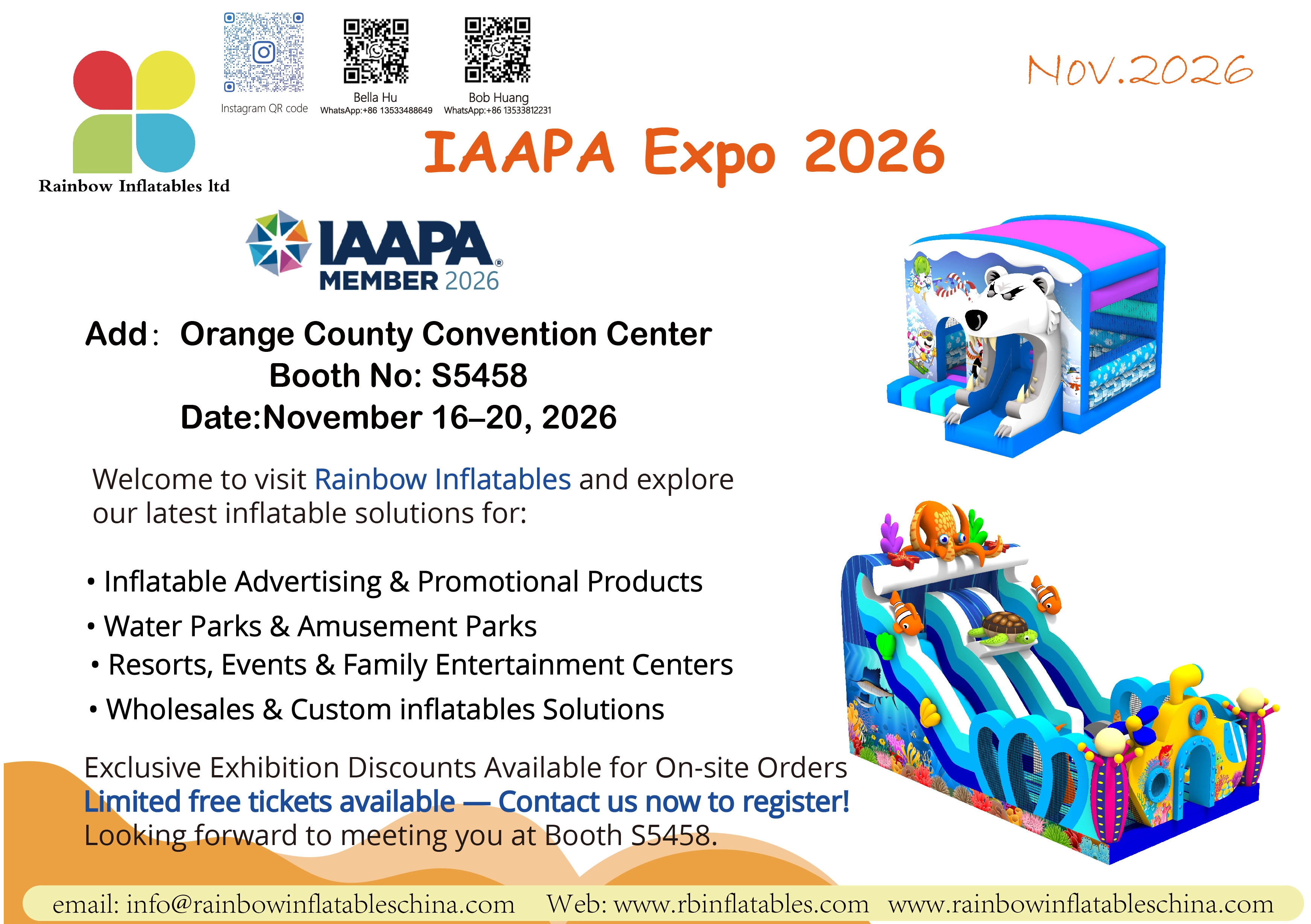 Meet Rainbow Inflatables at IAAPA Expo 2026 in Orlando!