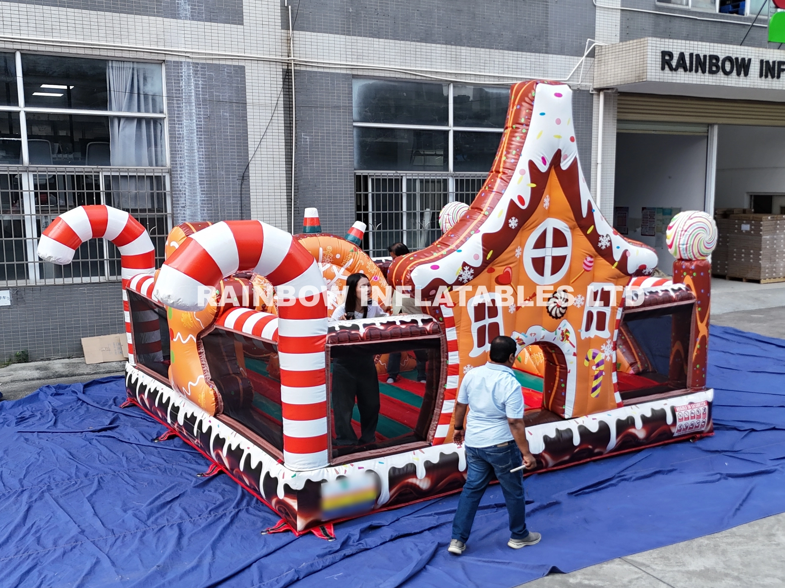 Giant Sweet Candy Theme Inflatable Bouncer - Gingerbread Man & House Jumping Castle