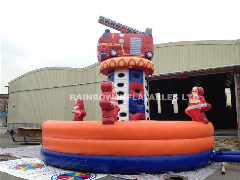 Giant Inflatable Fire Truck Climbing Structure with Firefighter Theme