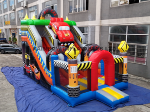 Racing Theme Inflatable Slide with Bounce Area