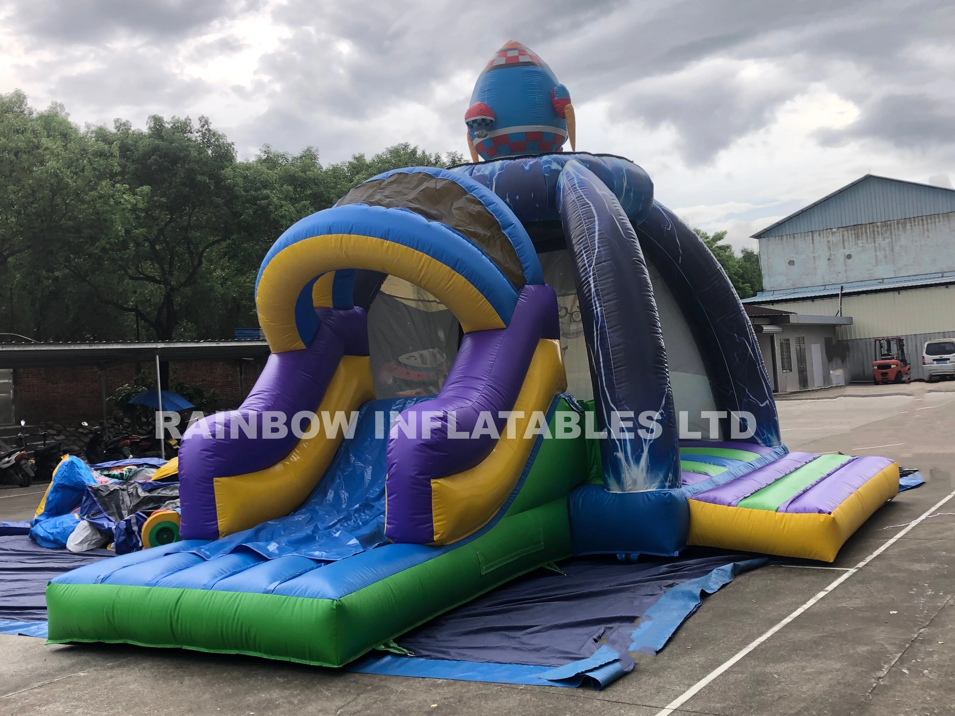 Inflatable Rocket Bouncer with Slide