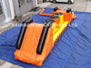 Inflatable Water Obstacle Course with Climbing Wall, Slide, and Monkey Bars for Lake