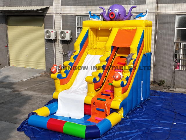 Ocean Themed Inflatable Slide with Climbing Challenge
