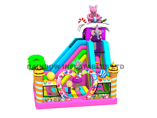 Custom Candy Land Inflatable Bounce House Combo with Slide for Commercial Kids Playground