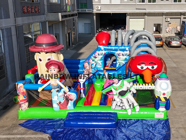 Giant Inflatable Toy Story Theme Bounce House with Obstacle Course and Slide