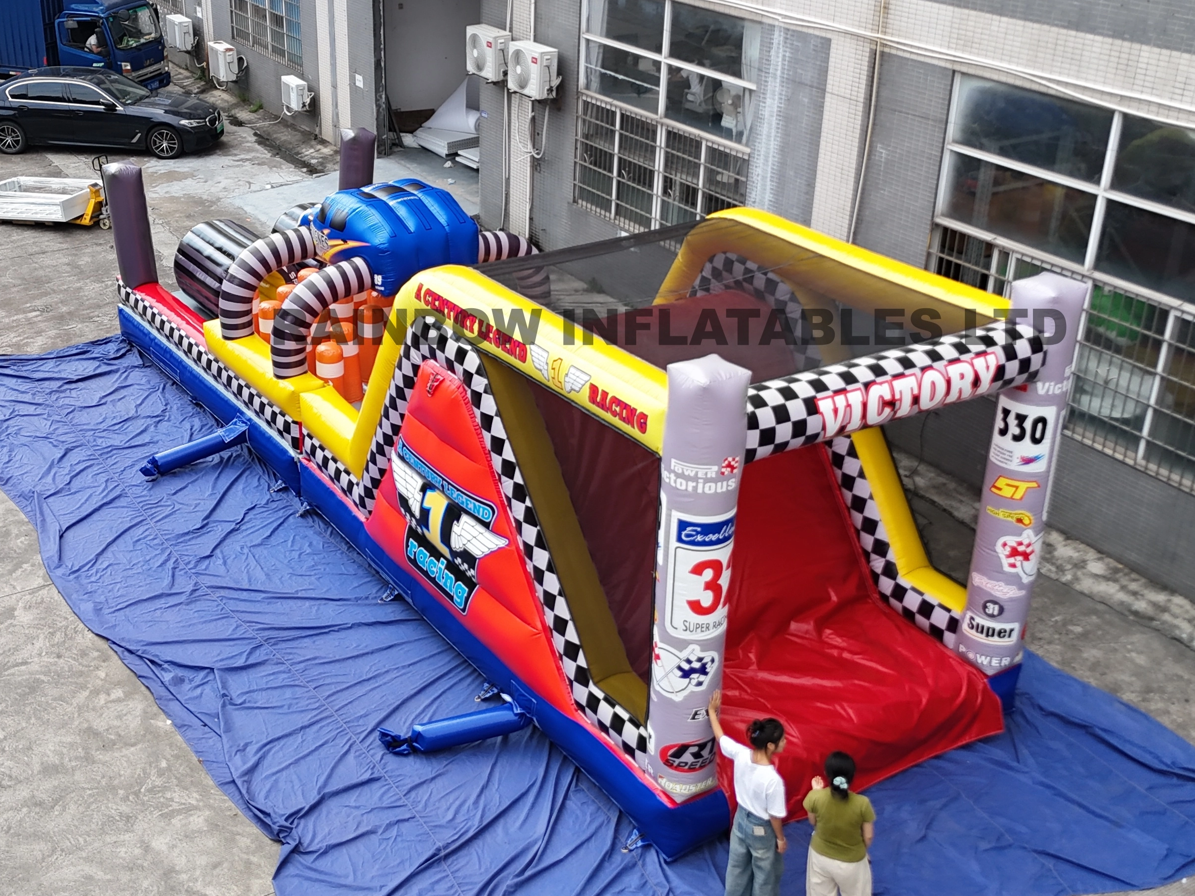 Kids' Inflatable Racing Obstacle Course with Tunnels 