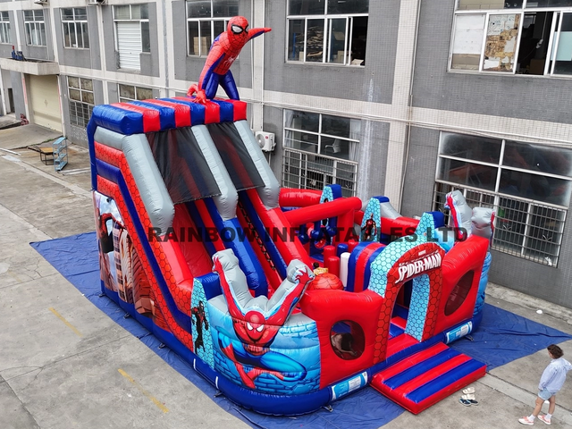 Giant Inflatable Spider-Man Bounce House with Slide and Obstacle Course