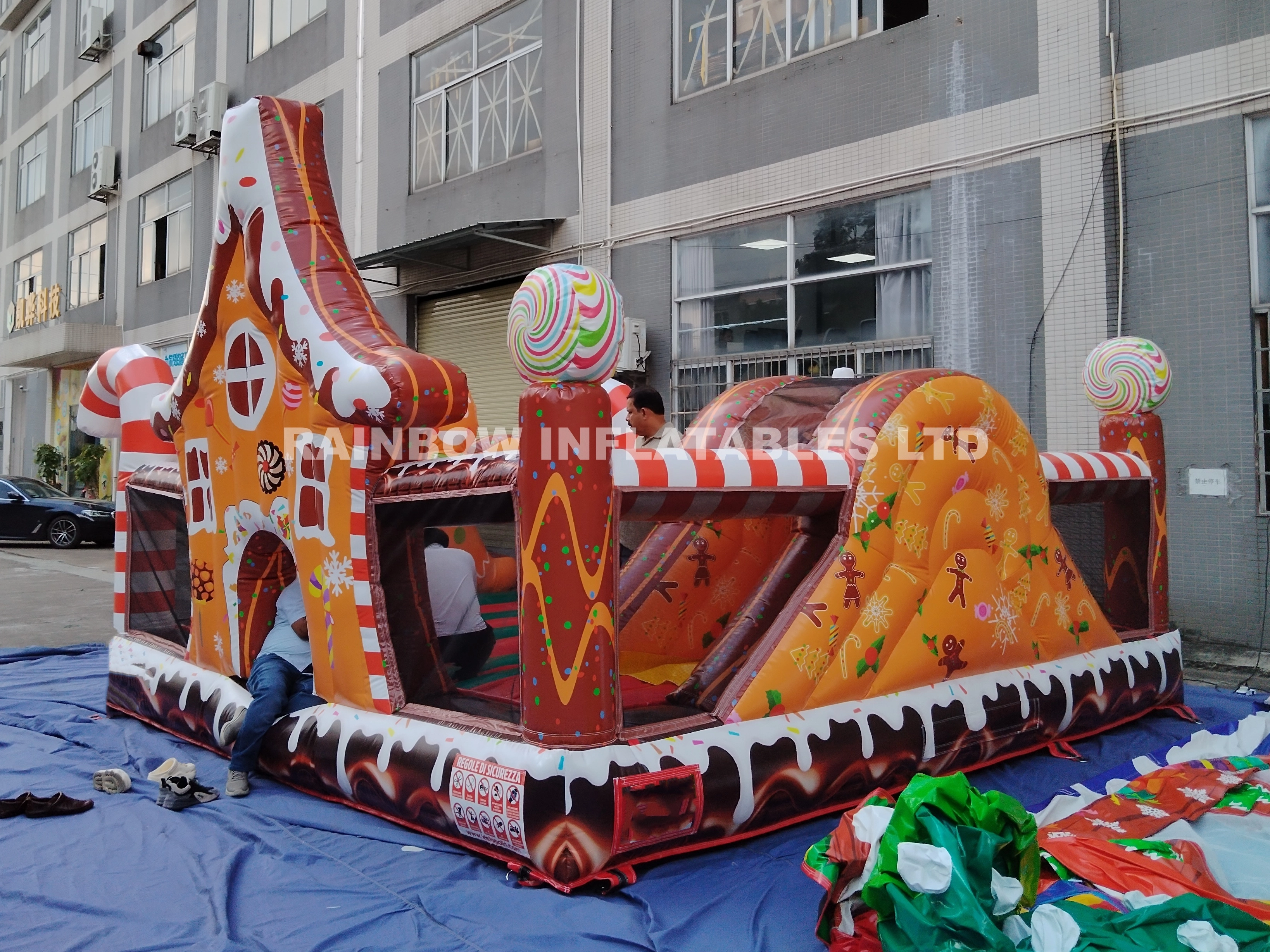 Giant Sweet Candy Theme Inflatable Bouncer - Gingerbread Man & House Jumping Castle
