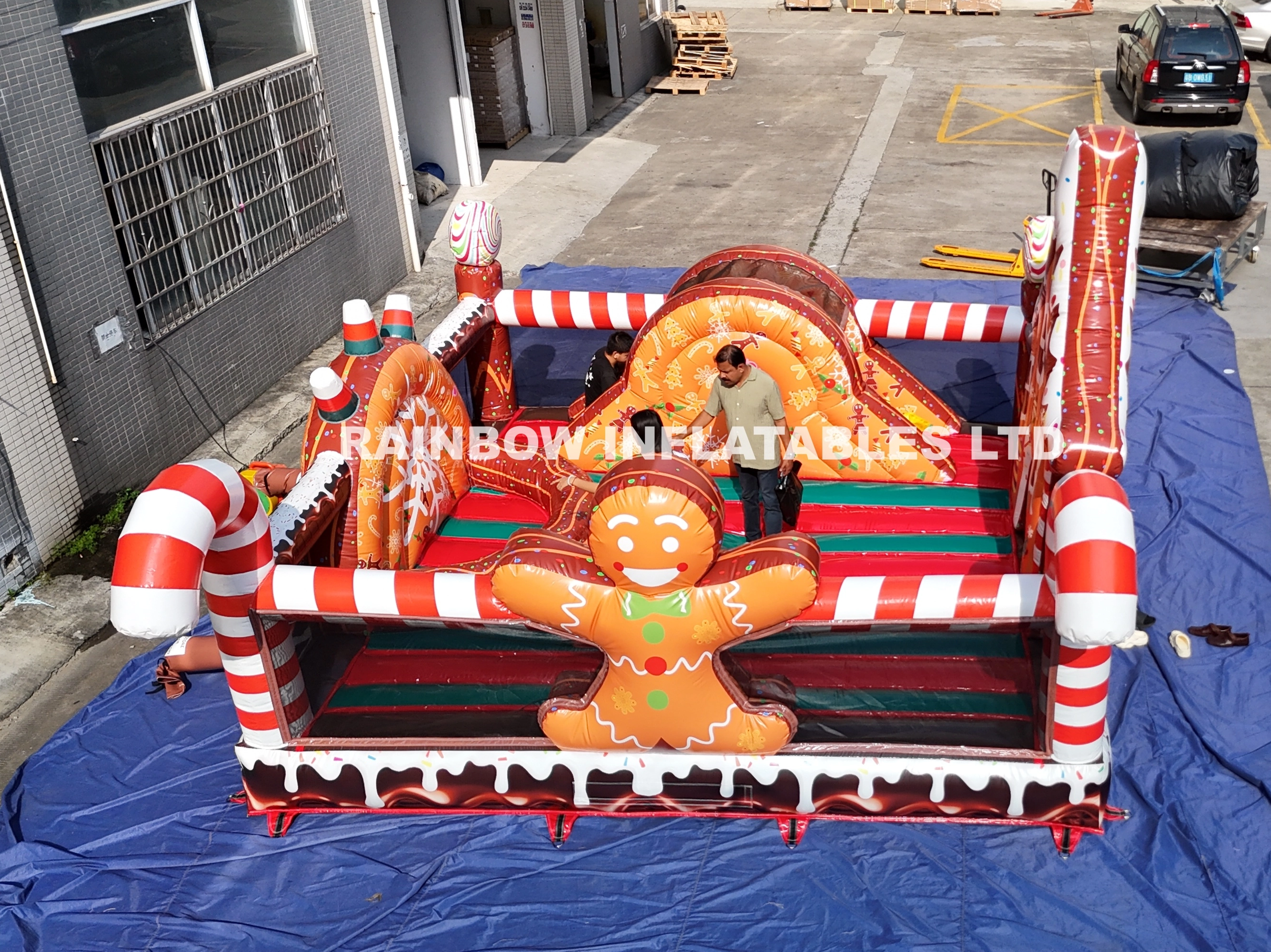 Giant Sweet Candy Theme Inflatable Bouncer - Gingerbread Man & House Jumping Castle