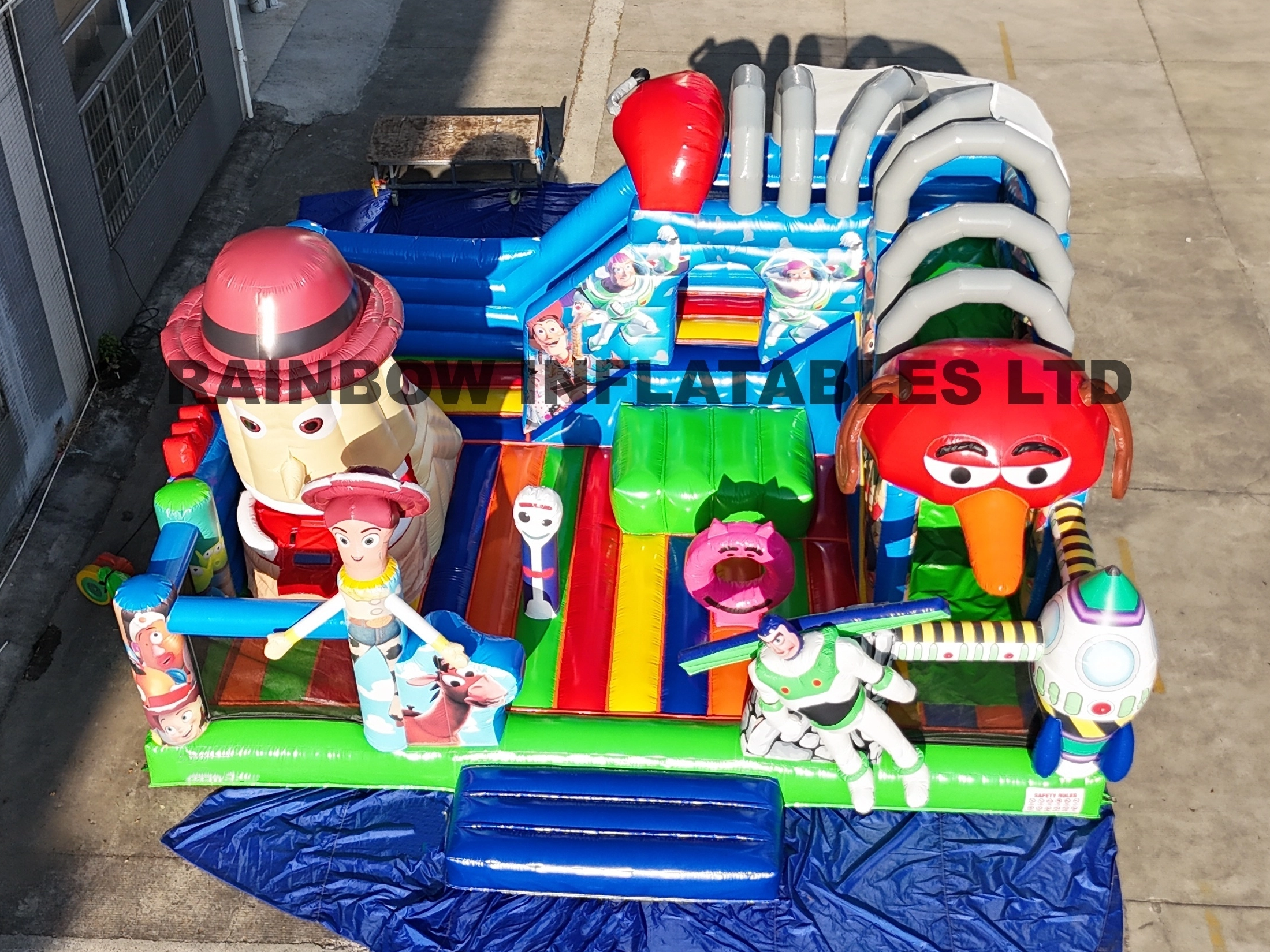 Giant Inflatable Toy Story Theme Bounce House with Obstacle Course and Slide