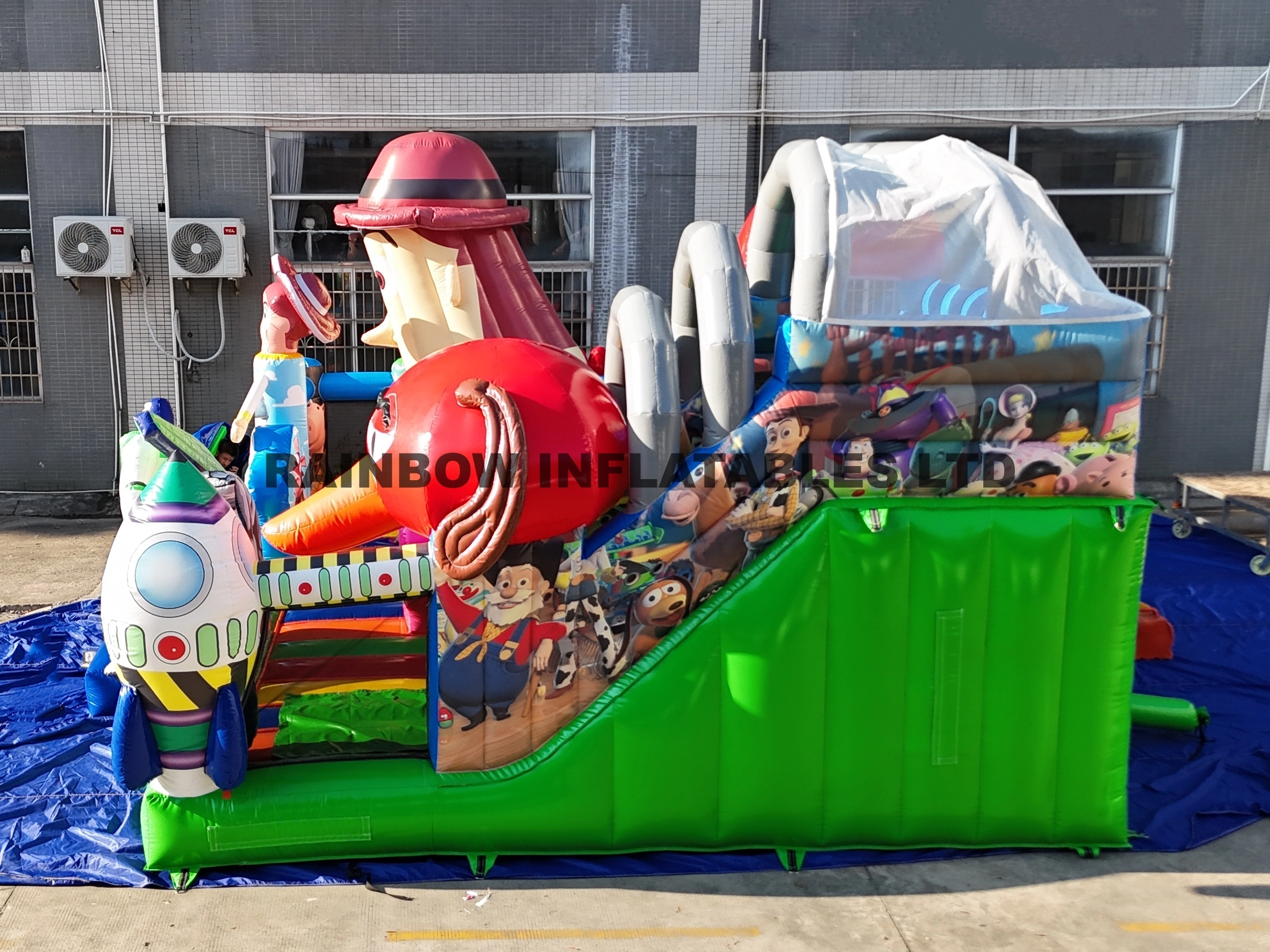 Giant Inflatable Toy Story Theme Bounce House with Obstacle Course and Slide