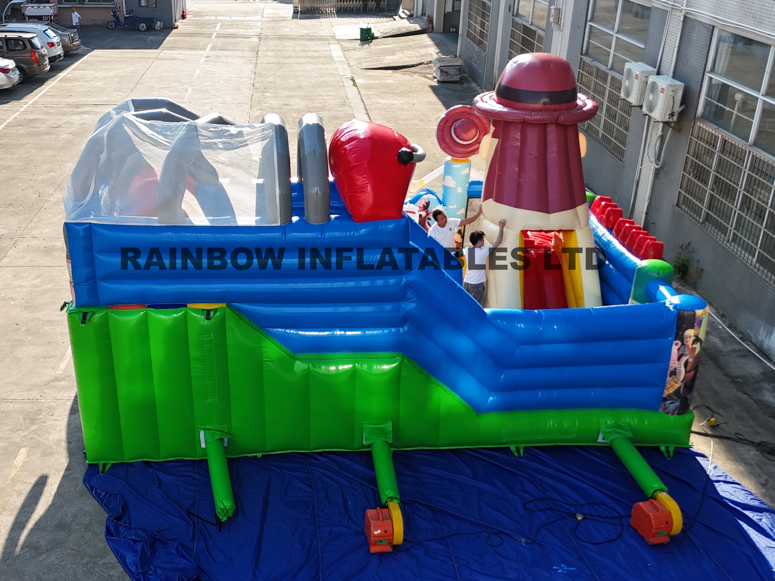Giant Inflatable Toy Story Theme Bounce House with Obstacle Course and Slide