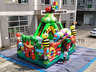 Cheerful Inflatable Insect Combo Castle with Bounce & Slide for Kids' Nature Fun