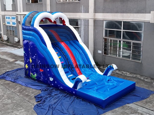 High Quality Commercial Inflatable Crazy Wave Theme Water Slide with Pool