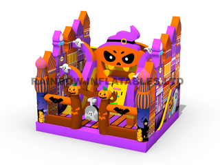 Halloween Theme Inflatable Bounce Castle with Double Slides and Climbing Wall