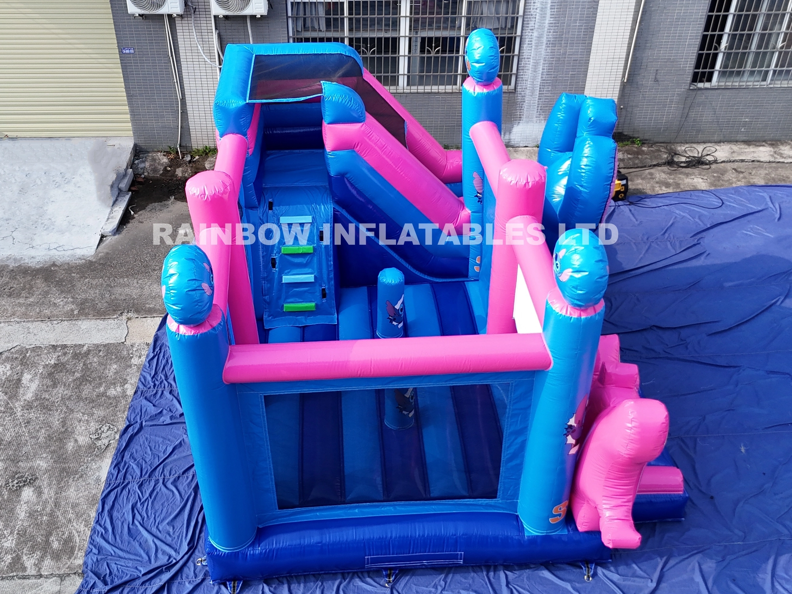 Giant Inflatable Stitch Theme Bounce House with Slide and 3D Cartoon Characters