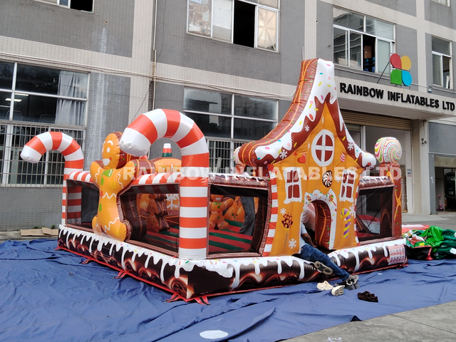 Giant Sweet Candy Theme Inflatable Bouncer - Gingerbread Man & House Jumping Castle