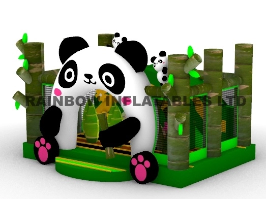 Commercial Panda Theme Inflatable Bounce House with Bamboo Pillars and Arch