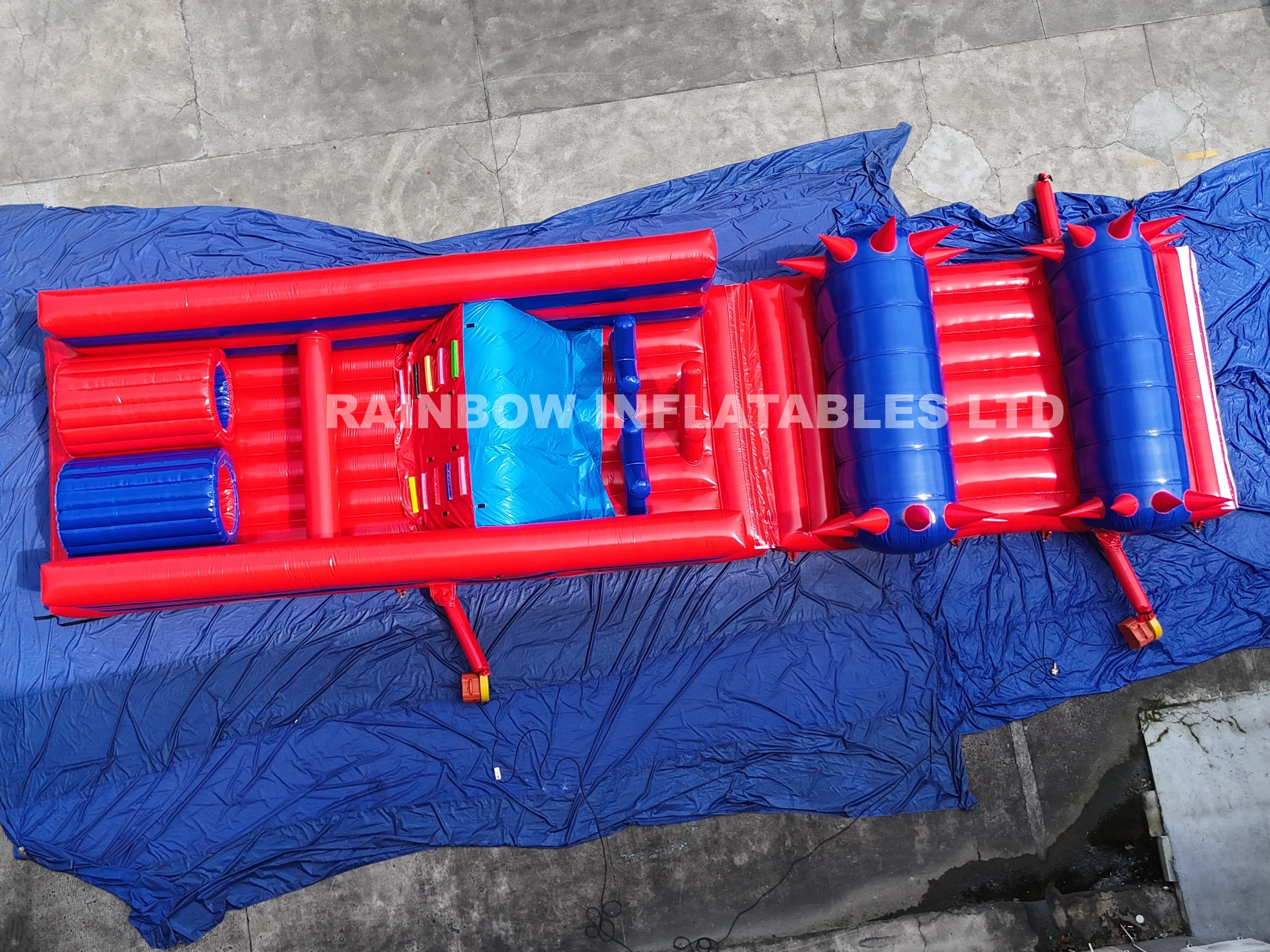 Commercial Grade Inflatable Obstacle Course Racing Track with Climbing Wall and Tunnel for Outdoor Adult Team Building Events