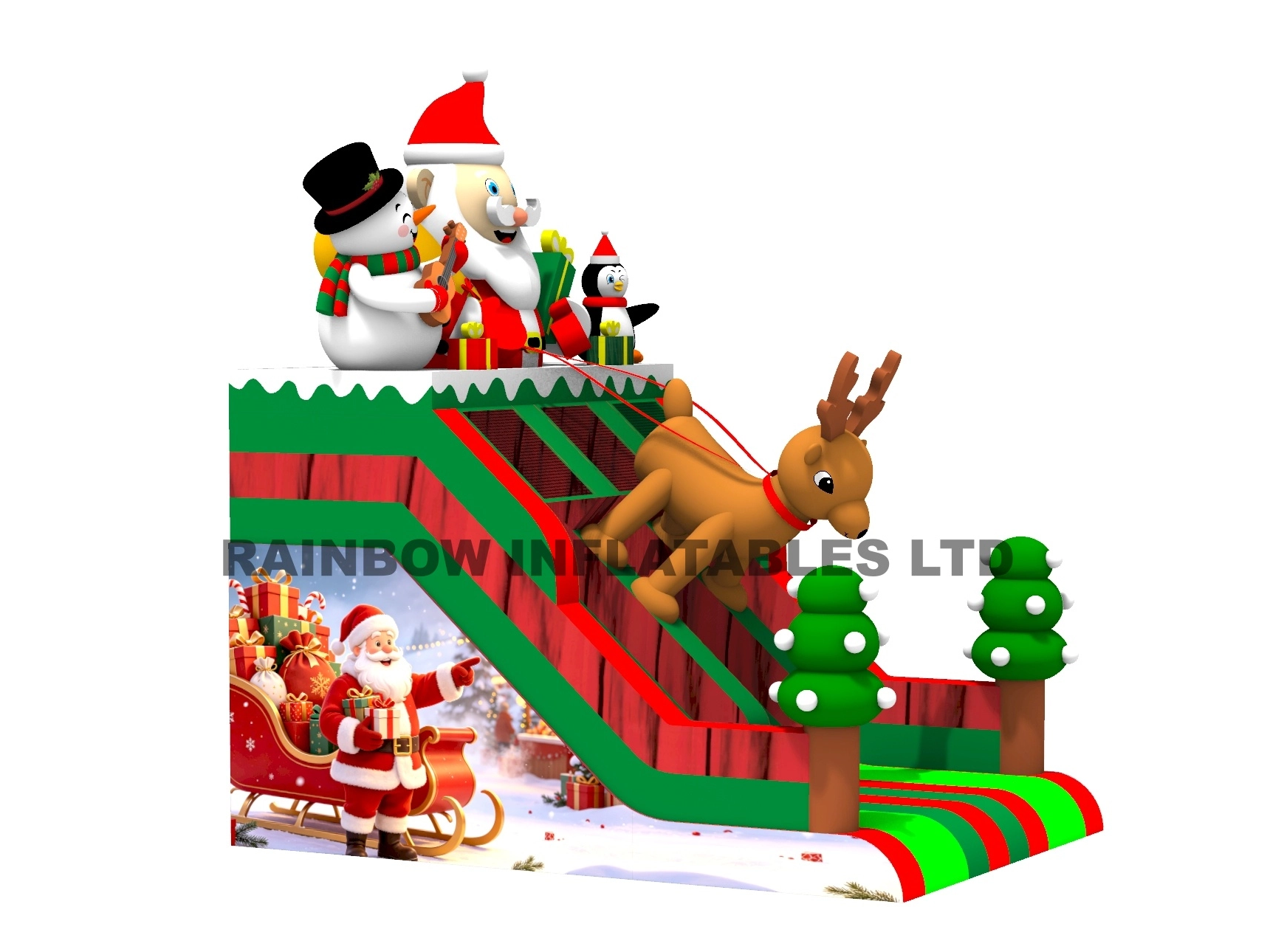 Giant Holiday Inflatable Slide for Christmas Parties and Gatherings