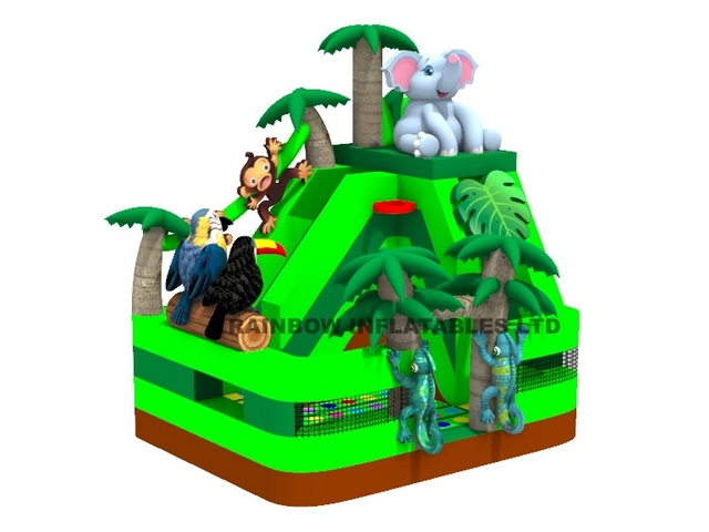 Custom 3D Rainforest Theme Inflatable Slide