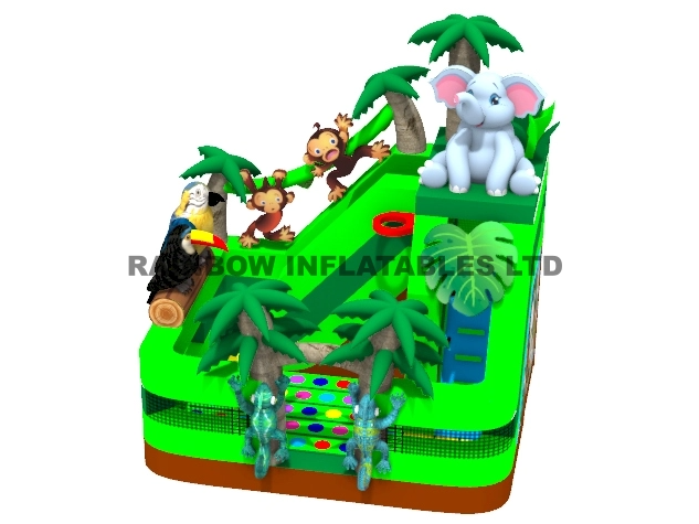 Custom 3D Rainforest Theme Inflatable Slide