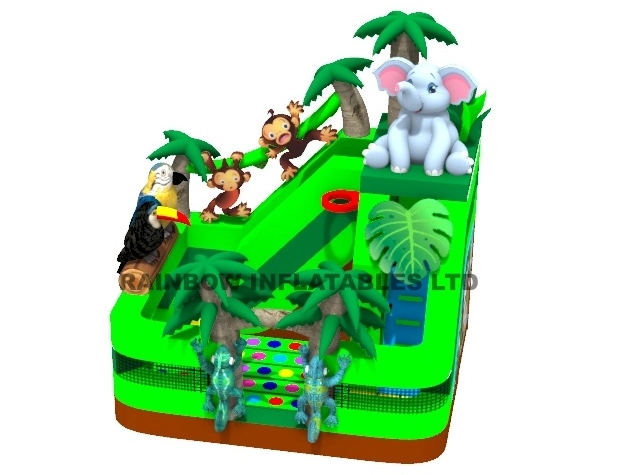 Custom 3D Rainforest Theme Inflatable Slide