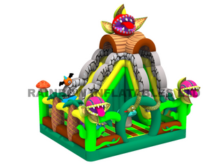 Custom Carnivorous Plant Inflatable Bounce House Combo with Slide for Commercial Playground