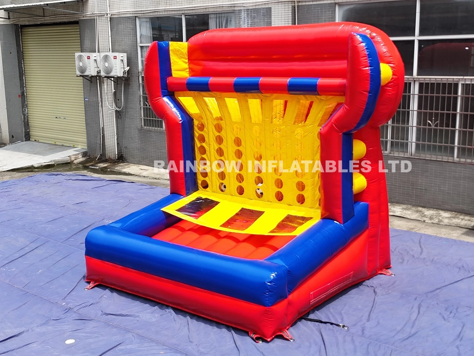 Inflatable Basketball Connect 4 Game with 6 Hoops, Shooting Challenge Arcade Toy for Kids & Adults, Outdoor Carnival Party Activity