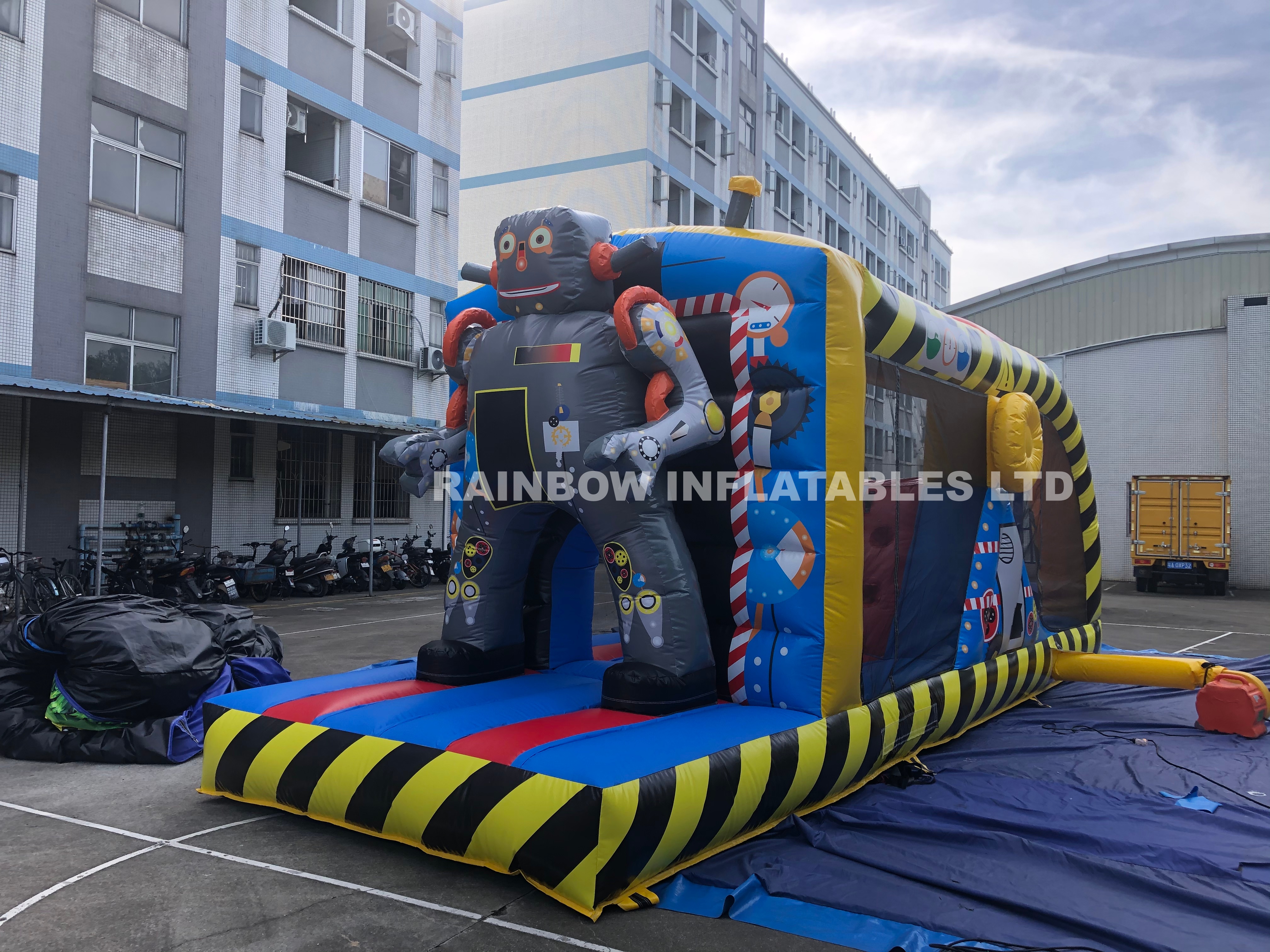 Rainbow Inflatable Robots Bouncer