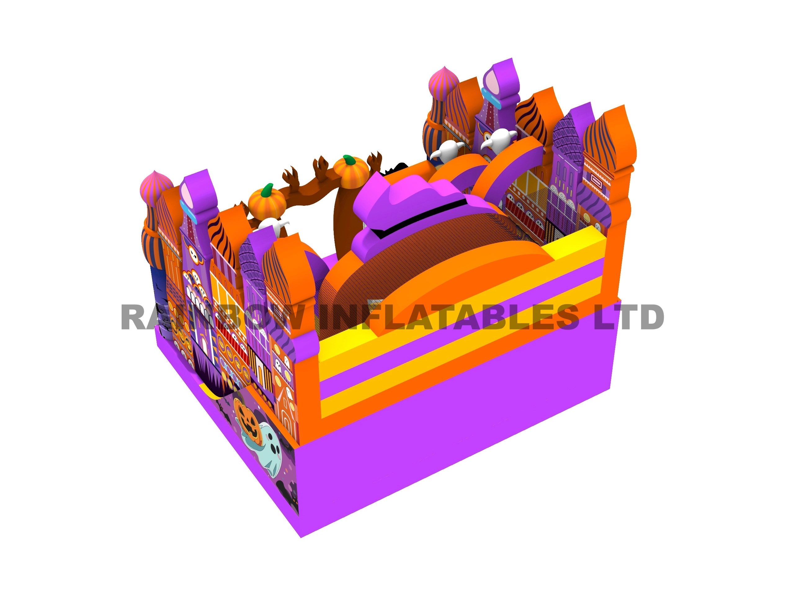 Commercial Halloween Inflatable Bounce House with Dual Slides