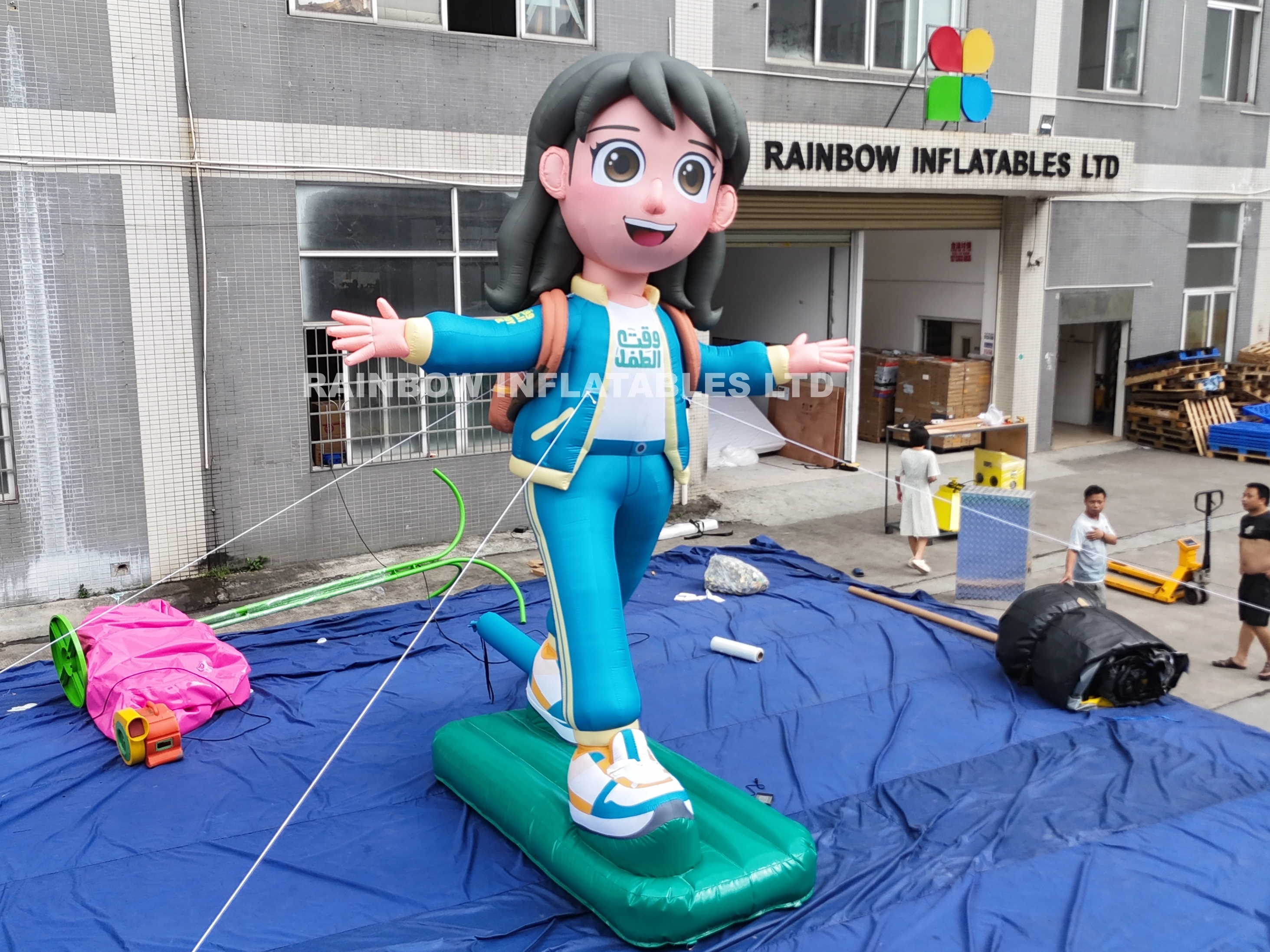 Inflatable girl figure with light