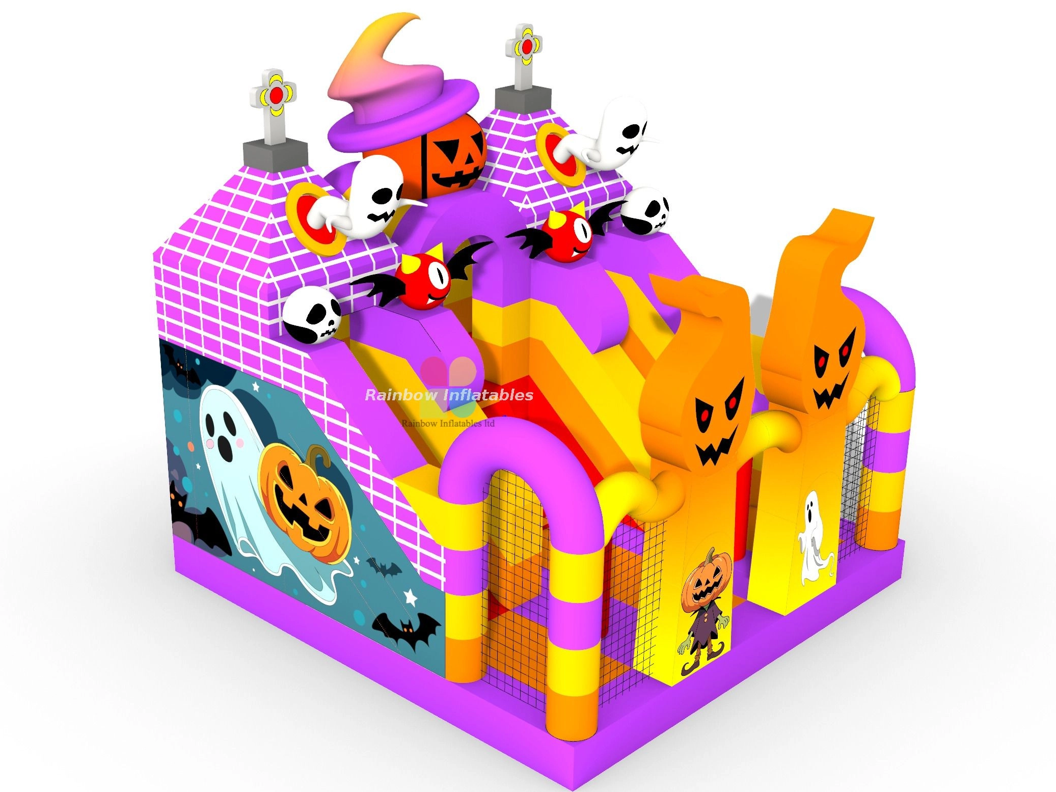 Inflatable Halloween Witch Combo Yard Decoration Inflatable Haunted House Bouncy Castle
