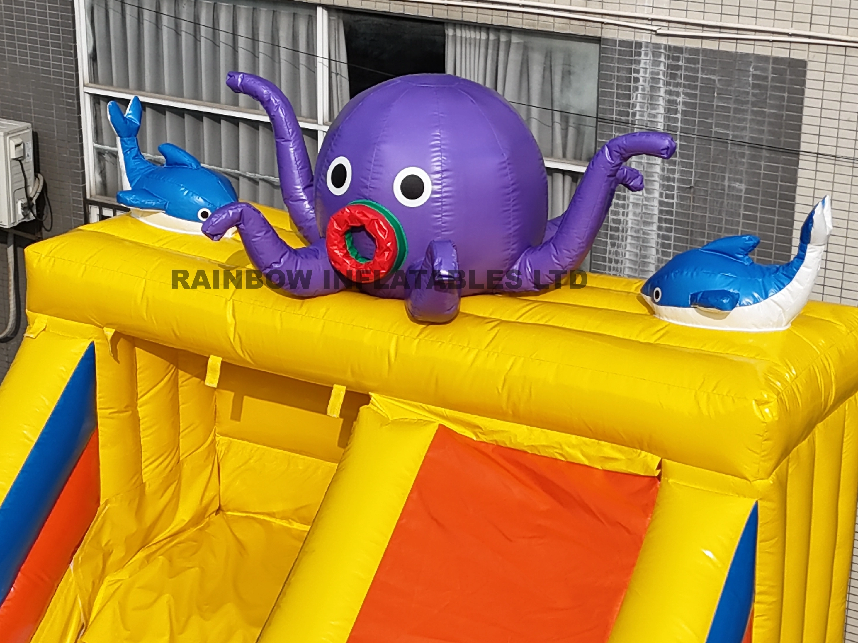 Ocean Themed Inflatable Slide with Climbing Challenge
