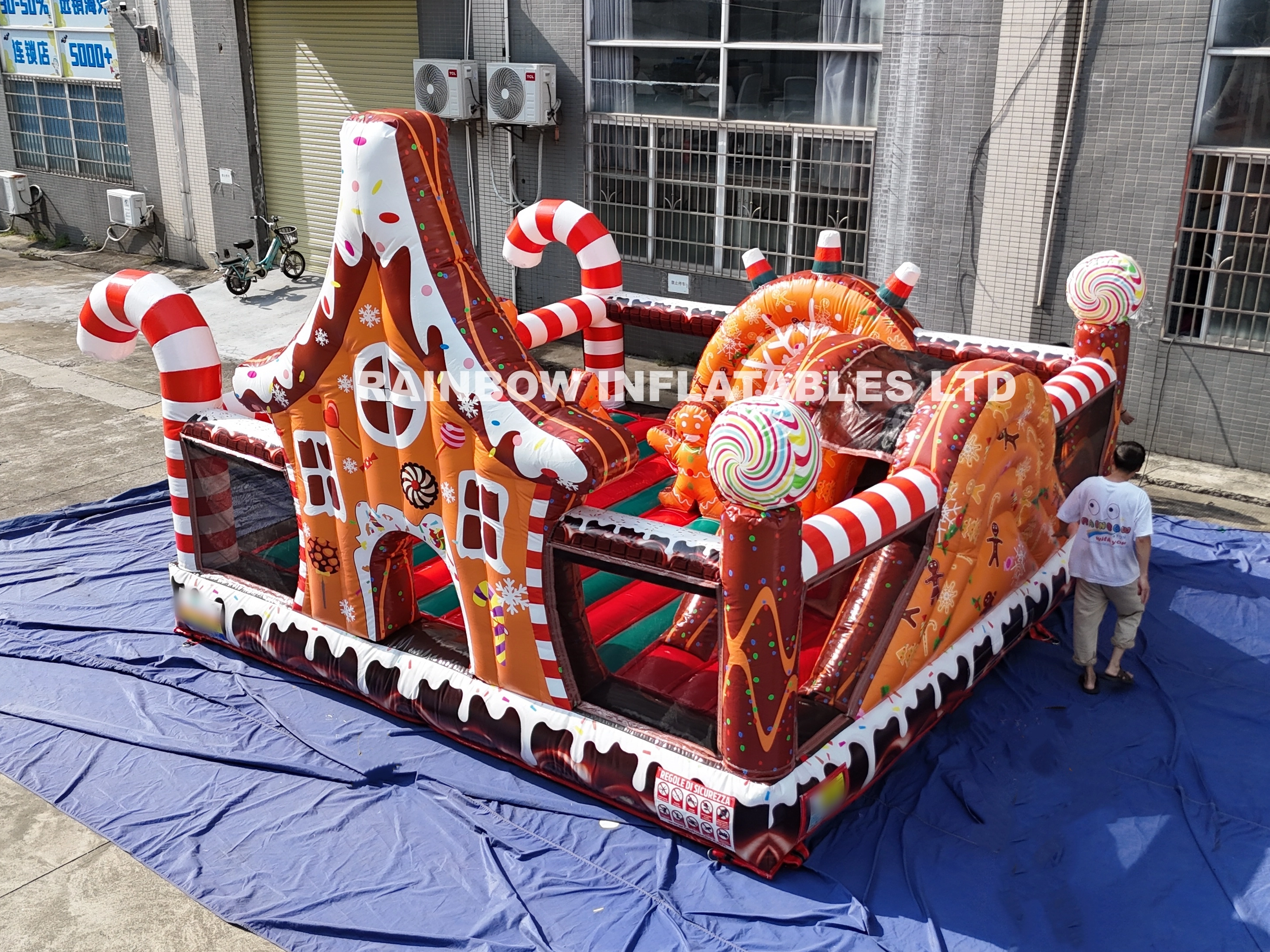 Giant Sweet Candy Theme Inflatable Bouncer - Gingerbread Man & House Jumping Castle