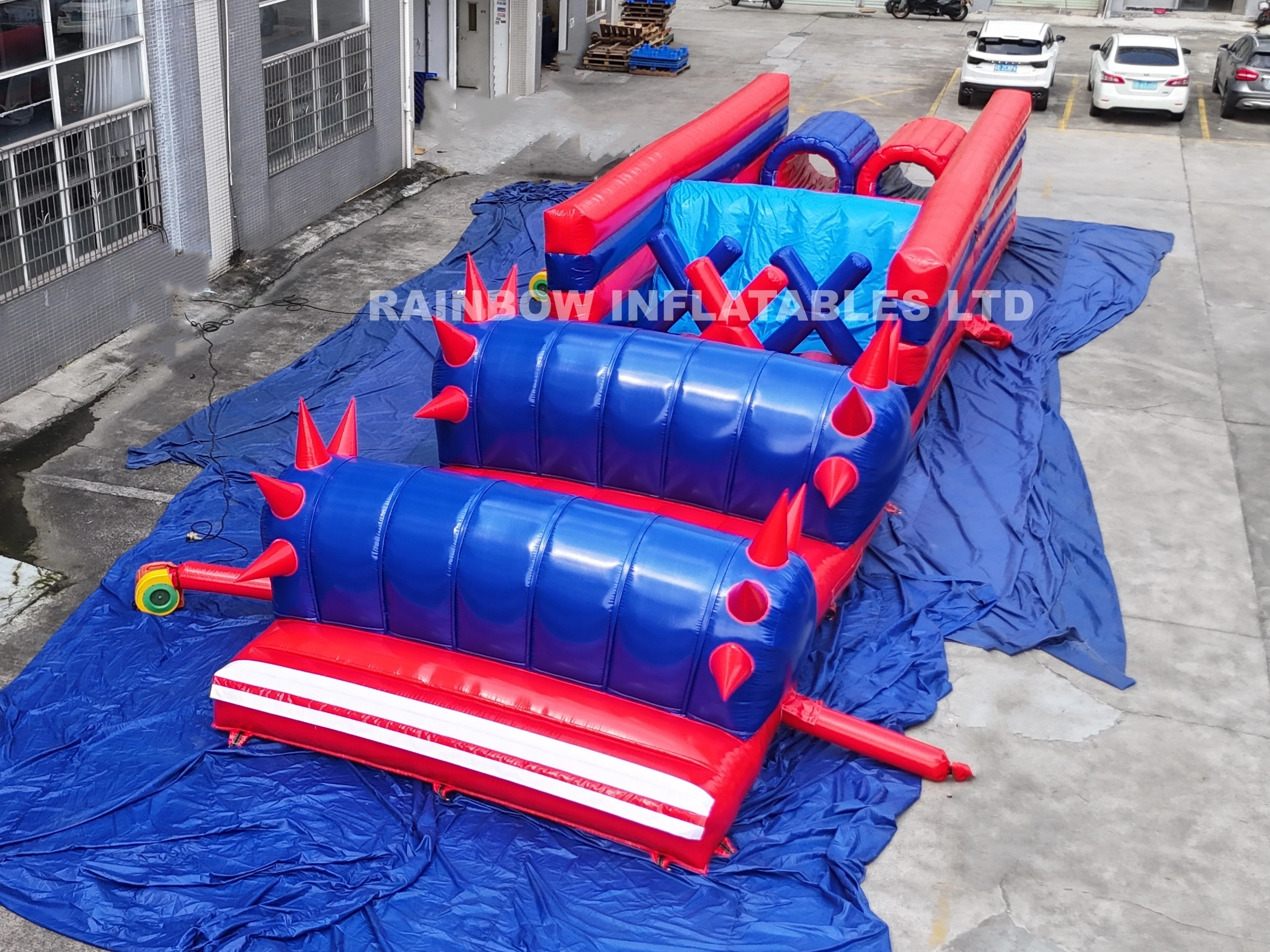 Commercial Grade Inflatable Obstacle Course Racing Track with Climbing Wall and Tunnel for Outdoor Adult Team Building Events