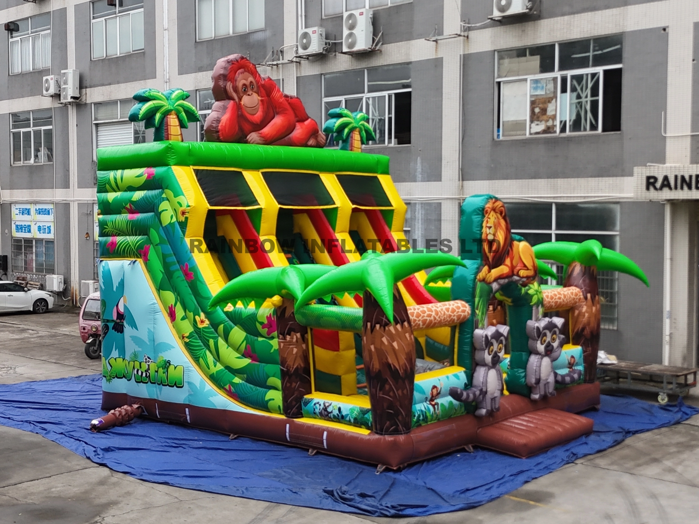 Jungle theme inflatable slide