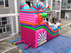 Giant Circus Theme Inflatable Slide with Clown Face Design, Rainbow Colors, and Tunnel Entrance