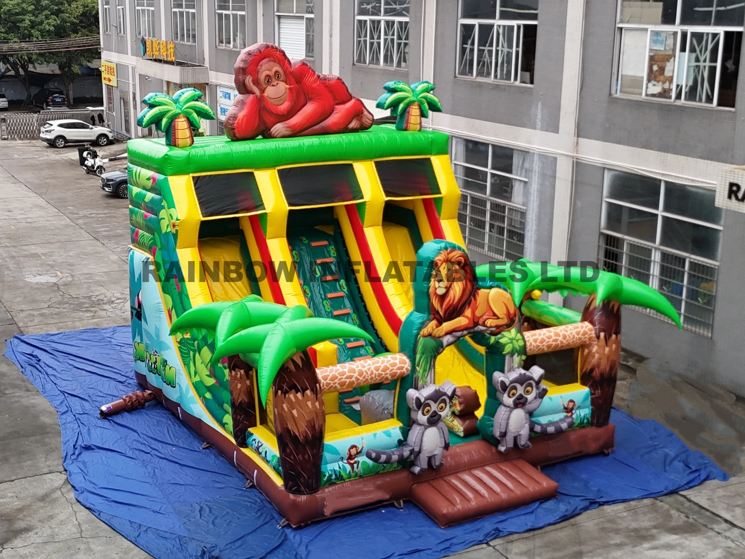 Jungle theme inflatable slide